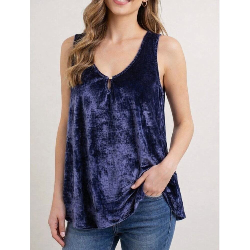 Anthropologie Suri Velvet Trapeze Tank Top Purple Velvet Swing Cami XS